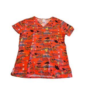 Women's Ladies Disney lion king Hakuna Matata No Worries Scrub Top Cotton small